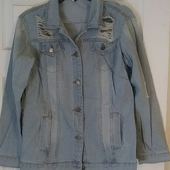 Distressed light Denim Jacket.... Never Worn! - Picture 1 of 4